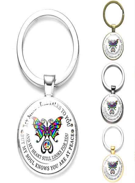 

christian believers my mind still talks to you key chain for women butterflies cross pattern glass badges keyring men gadgets4456232, Silver