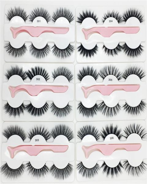 

3 pairs faux mink eyelashes with tweezers new 3 pairs set with 1pc tweezer thick wispy long fluffy dramatic lashes7462022