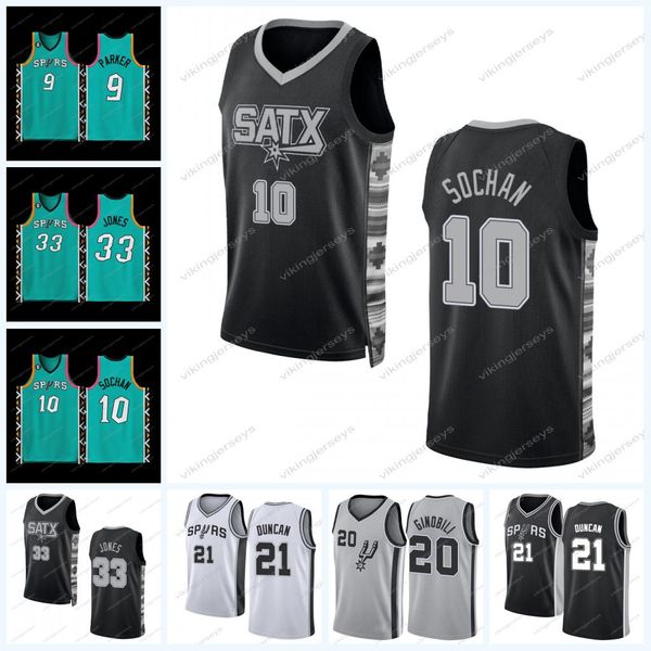 

men basketball tony parker jerseys romeo langford devin vassell jeremy sochan manu ginobili tim duncan keldon johnson victor wembanyama zach, Black;red