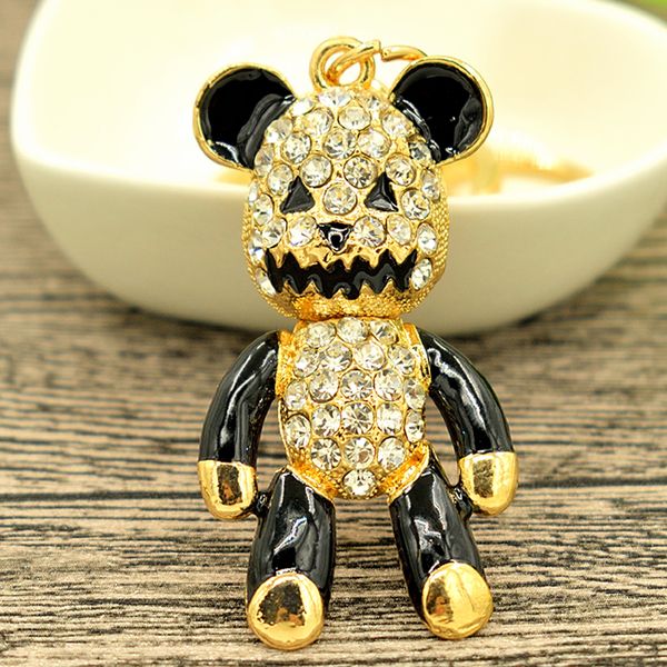 

cute jewelry rhinestone halloween bears keychain crystal bear key chain keyring bag charm pendant accessories, Slivery;golden