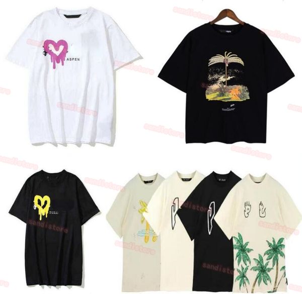 

t-shirt graffiti tees palms palmangel city designer limited inkjet graffiti letter printing men's women's sailboat short-sleeved c, White;black