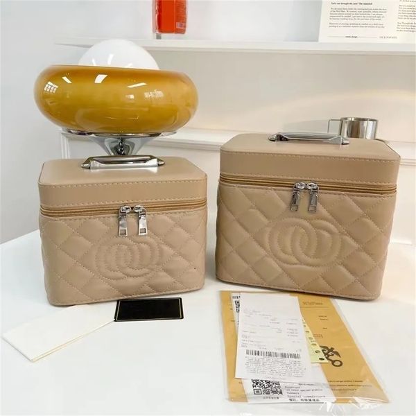 

fashion bags multi colors fashion quilted caviar medium small tow piece cosmetic case set double zipper hand bag women girls lady mekeup