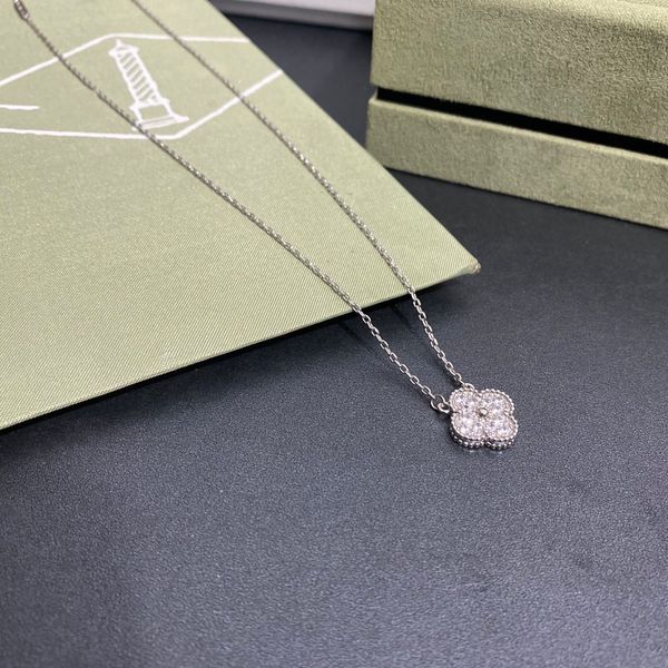 

classic 4/four leaf clover necklaces pendants mother-of-pearl stainless steel plated 18k for women girl valentine's mother's day e, Silver