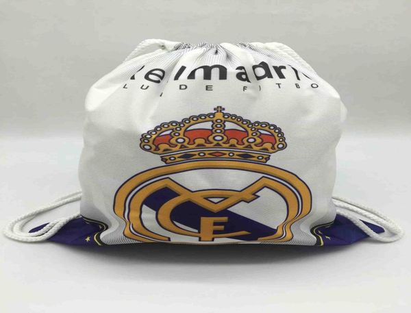 

real madrid fans soccer shoes drawstring outdoor bags football training design storage backpack canvas school bag toys receivedbe9189642