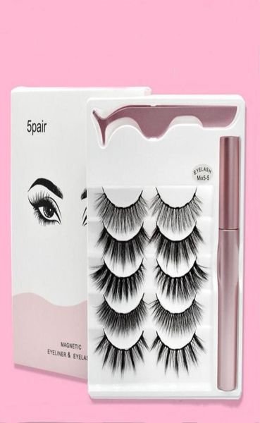 

magnetic liquid eyeliner false eyelashes tweezer magnet lashes glue make up tools 5 pairs eyelash set9244297