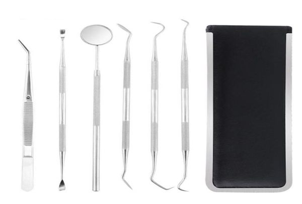 

6pcs stainless tooth clean tool set hygiene picks mirror kit oral health tooth cleaning inspection tartar cleaner1412011