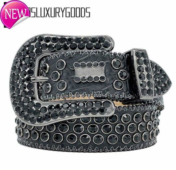 

2022 designer bb belt simon belts for men women shiny diamond belt black on black blue white multicolour585579255, Silver