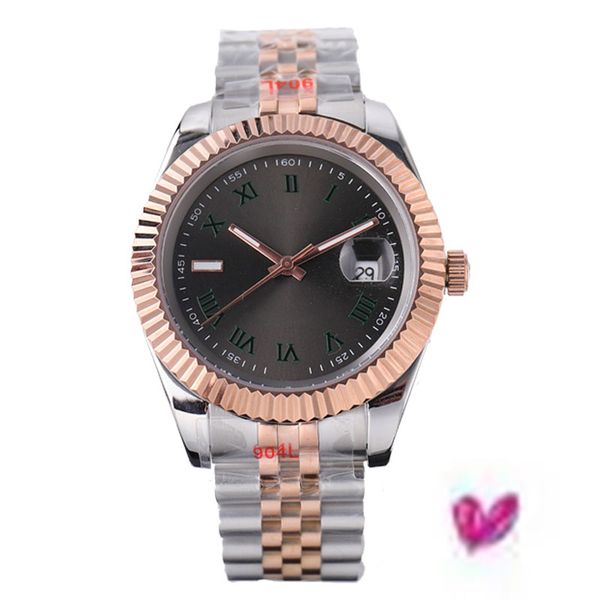 

shi ying men's watch 36 41mm automatic women's watch 28 31mm904l stainless steel strap gold bezel watch waterproof super luminesce, Slivery;brown