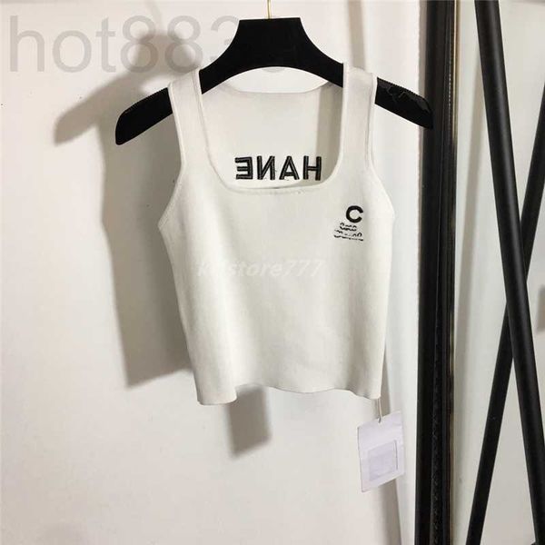 

women's t-shirt designer women summer knit tee with letter embroidery female casual cotton tank crop clothing high end pullovers camis, White