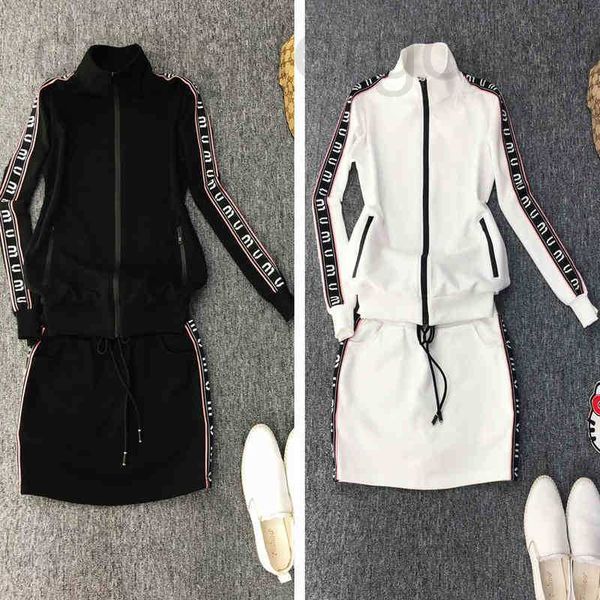 

two piece dress designer 2022 factory wholesale new model cotton leisure sports high-end women's cardigan coat team suit two-piece set, White