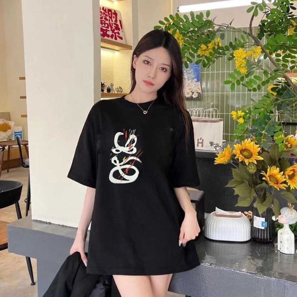 

23ss new mens t shirt fashion graffiti printing graphic tee designer t shirt men women ins round neck short sleeved loose oversized t-shirt, White;black