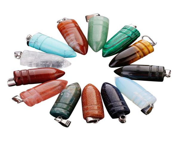 

fubaoying natural stone bullet quartz crystal teardrop pendant for holiday gift factory outlet whole size about 098 inch04 4898099, Silver