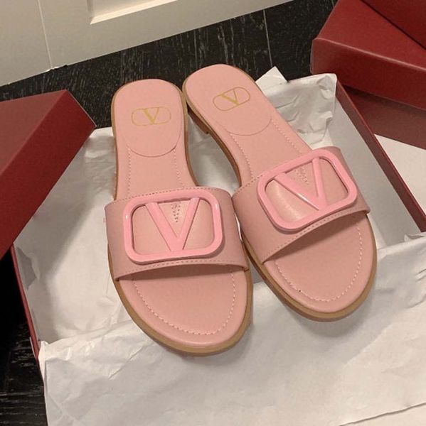 

designer slippers women sandals new v-flat slippers sheepskin with inner padding original leather outsole summer essential cool slippers-3, Black