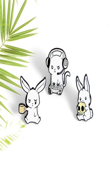 

rabbit brooch alloy pin girls clothing cartoon animal rabbit accessories pins christmas gifts jewelry shirt bag lapel pin9668093, Gray