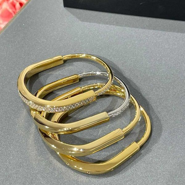 

tiffay lock series 18k rose gold full diamond half bracelet for lovers smooth face celebrities in the same style will not fade 5lni, Black