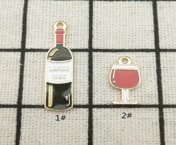 

10pcs enamel charm wine bottle and cup jewelry accessories earring pendant bracelet necklace charms zinc alloy diy finding1212925, Bronze;silver