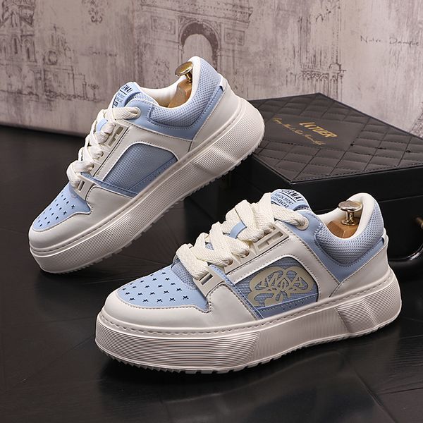 

2023 new designer men shoes platform casual sneakers men vulcanized shoes thick-soled skateboarding shoes zapatos hombre, Black