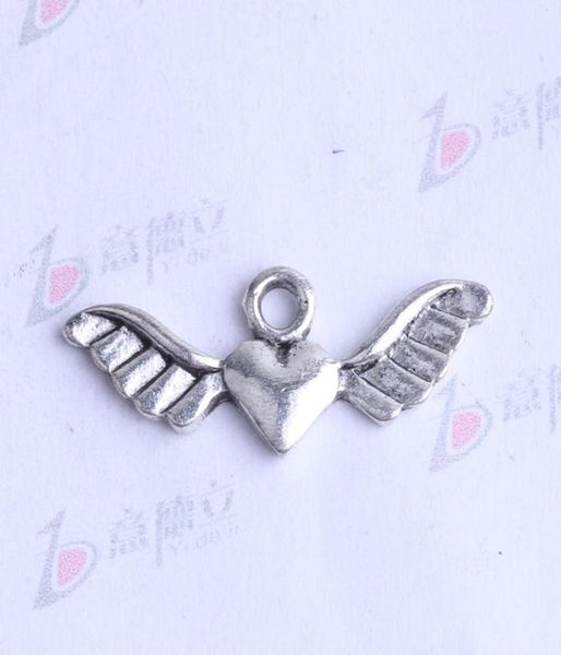 

285114mm vintage wings flying heart charms antique silverbronze pendant fit bracelets necklace diy 200pcslot 25221015418, Bronze;silver