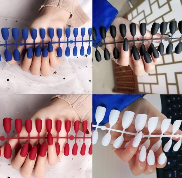 

tamax na074 24pcs matte false nails matte colored dull fake nail tips for nail extension manicure nail art accessory kit9557219, Red;gold