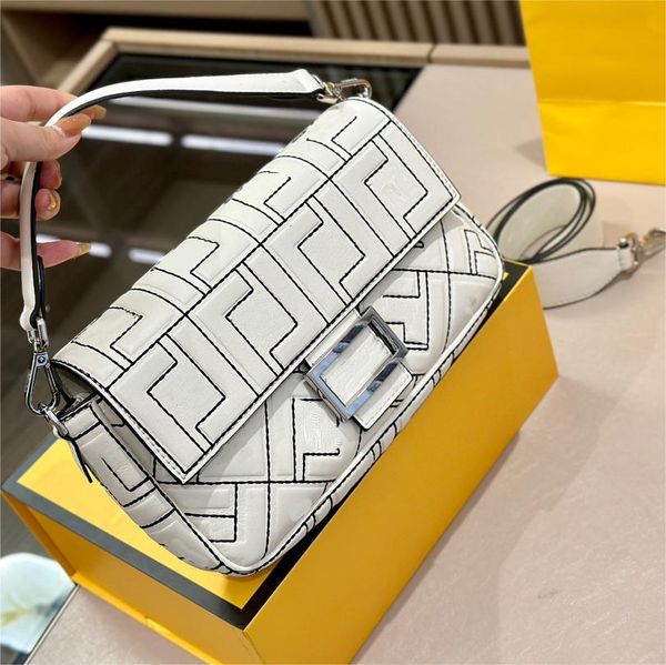 

2023 designers baguette shoulder bags handbags purses embossed letter crossbody bag quality women underarm bag with box 01