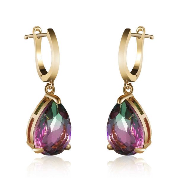 

new ear clasps, tourmaline colored earrings, trendy and creative water drop pear shaped ladies earrings hair accessories kids shopping, Silver
