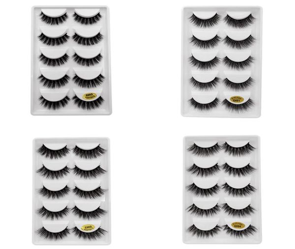 

5pairsset 3d mink false eyelashes thick plastic black cotton full strip fake eye lashes for party make up tool with cosmetic3376379