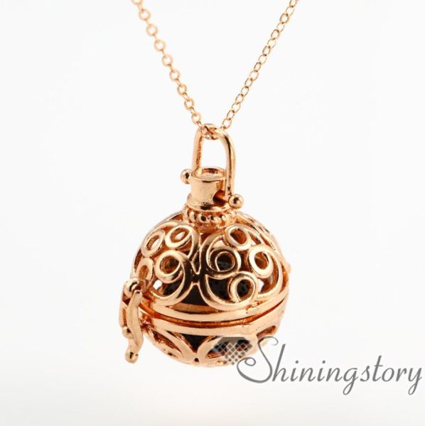 

round openwork diffuser necklace essential oil jewelry whole perfume jewelry essential oils jewelry metal volcanic stone3404092, Silver