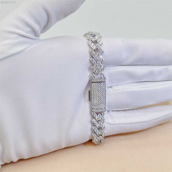 

925 sterling silver diamond vvs moissanite custom lock iced out cuban bracelet
