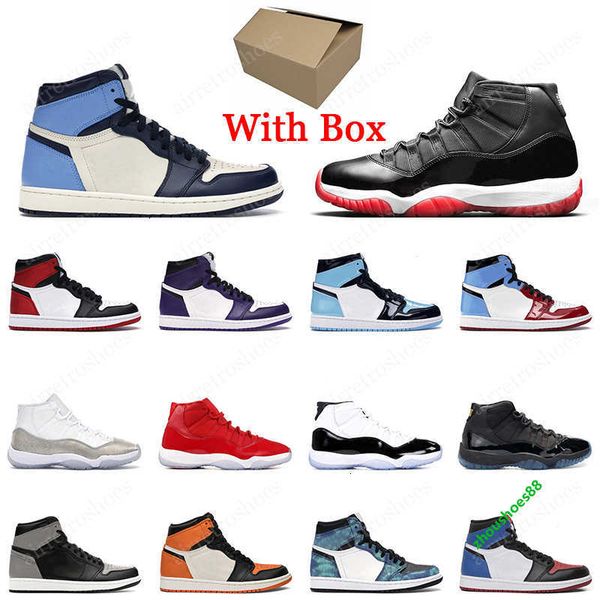 

box with men basketball shoes jumpman 1 women sneakers 1s turbo green obsidian twist black toe 11 bred 11s concord mens trainer