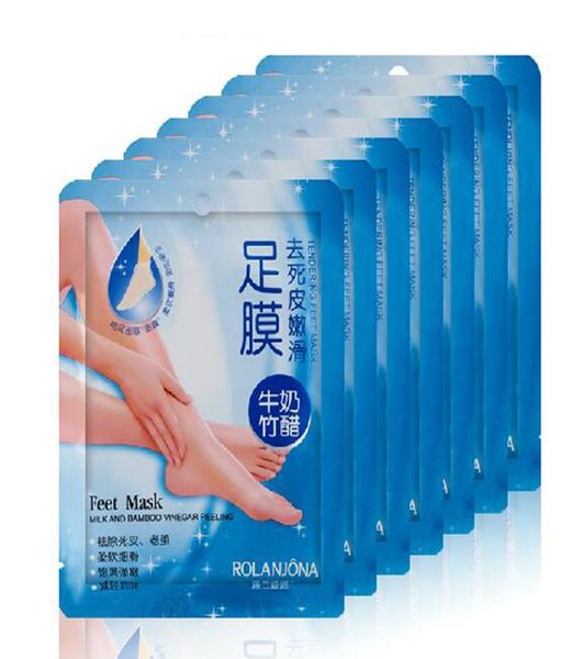 

rolanjona milk bamboo vinegar feet mask peeling exfoliating dead skin remove professional feet sox mask foot care1316633
