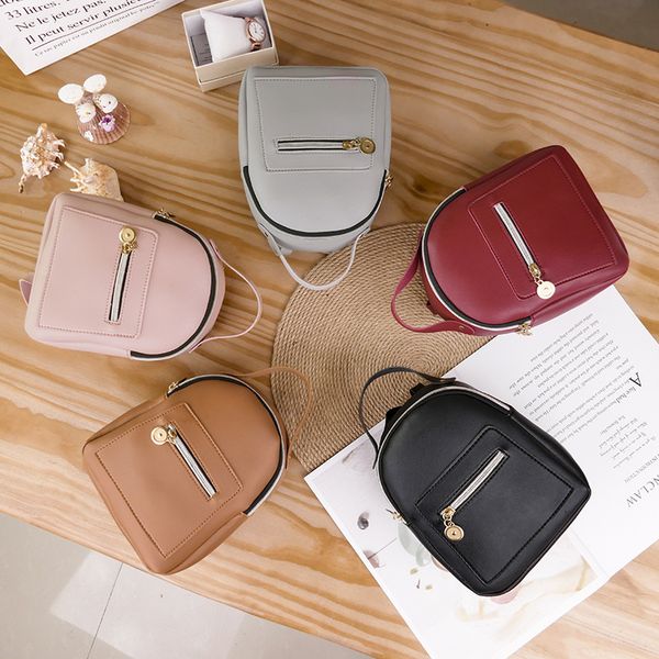 

pu leather pure color mini small backpack women crossbody bag girls phone handbag