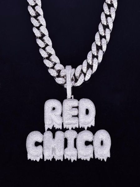 

with 20mm cuban chain custom name drip letter chain pendants necklaces men zircon hip hop jewelry5218467, Silver
