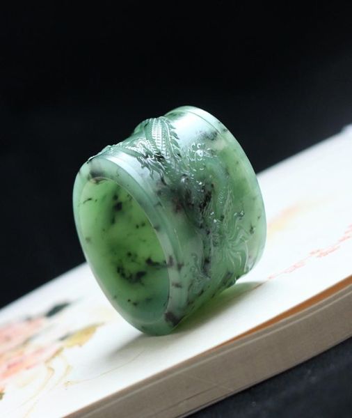 

100 real jade handmade dragon hetian green jade ring male and female jade ring gift rings brand mens rings9626591, Silver