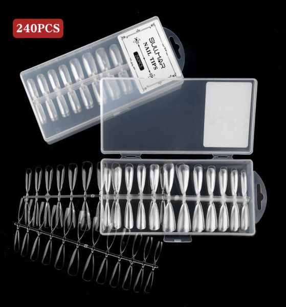 

240pcsset false nail art tips french natural transparent coffin false nails tips acrylic uv gel nail polish manicure 00934482226, Red;gold