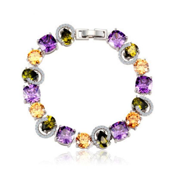

wedfor crystal bracelet 2021 style copper inlaid with 3a zircon ladies girlfriend2647803, Golden;silver