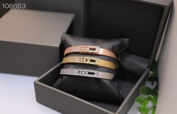 

luxury vintage copper with 18k gold platd full crystal bangle 3 movable zircon square charm cuff for women jewelry3173244, Black