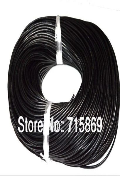 

ship jewelry diy 100 meters 2mm black round genuine leather cord necklace bracelet real cord4029591, White;red