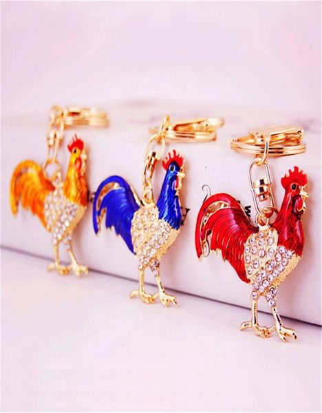 

creative cute dripping oil zodiac rooster car keychain metal female bag pendant accessories8896068, Slivery;golden