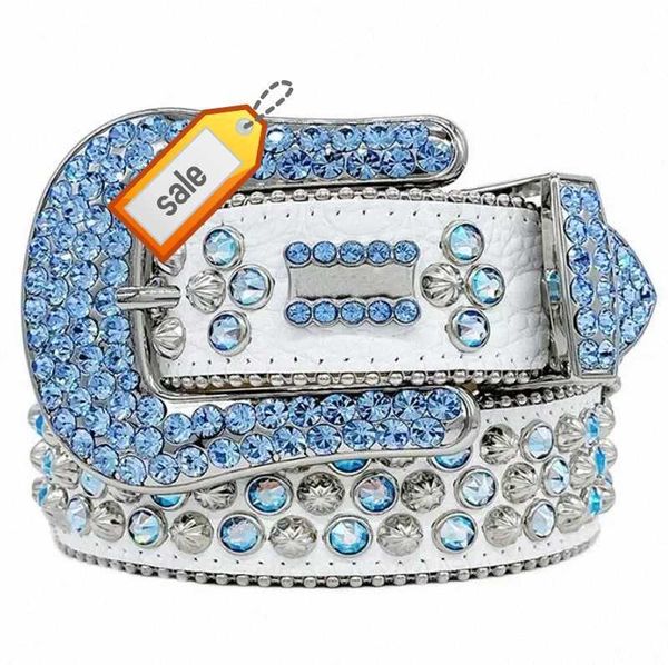 

designer bb belt simon belts for men women shiny diamond luxury personality waistband black on black blue white multicolour ceinture with5, Silver