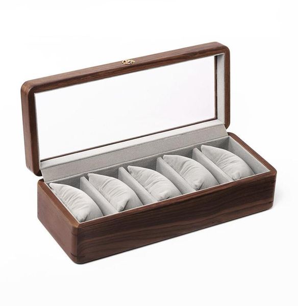 

watch boxes cases luxury wooden holder storage display box organizer retro casket solid wood transparent glass 5 epis watche3226420, Black;blue