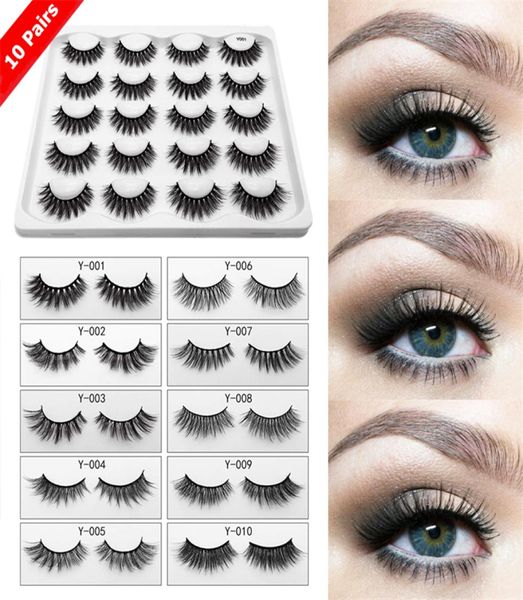 

10 pairs 3d mink eyelashes makeup handmade lashes fullstrip soft fluffy eye lash full volume false eyelash whole faux cilios7286633