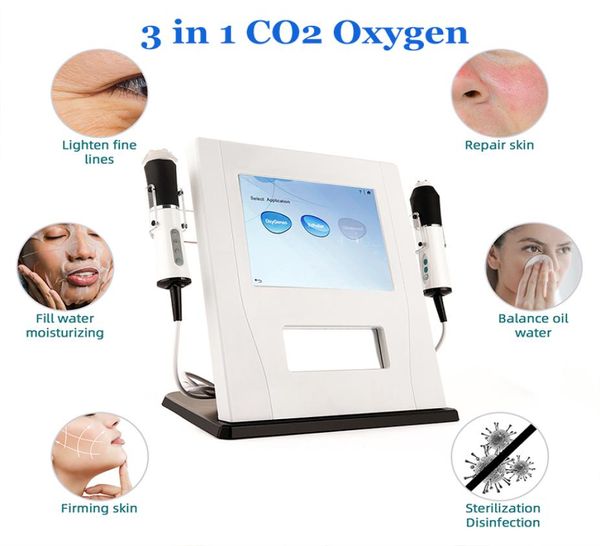 

3 in 1 facial co2 o2 machine ultrasound rf lifting microbubble oxygen infusion deep cleaning skin rejuvenation spa salon9682796, Black;white