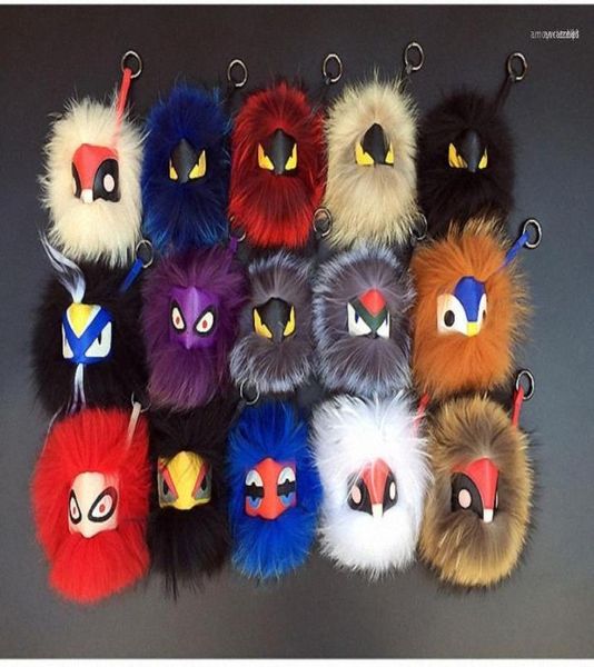 

fluffy real fur pompom leather face bag charm genuine fur keychain car jewelry pendant tkk037 darkblue d4ck4691709, Silver