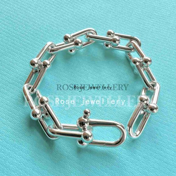 

925 sterling silver tiffay tongyao same style chain bracelet women's high grade thick small design handicraft couple, Golden;silver