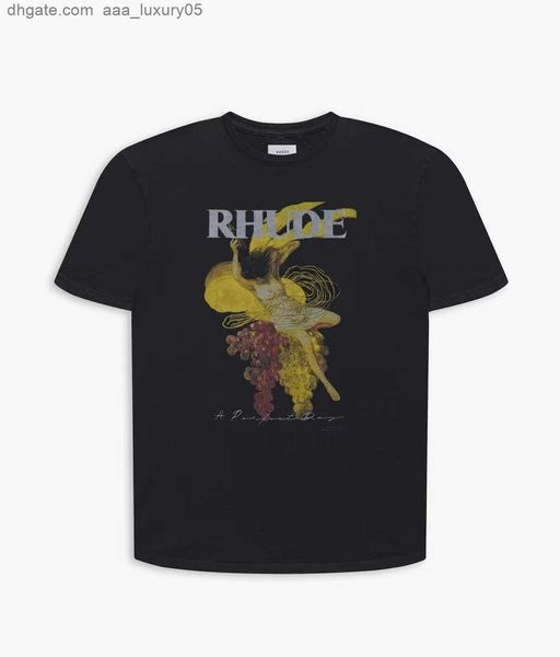 

designer fashion clothing tees tshirts rhude 22ss grape female figure abstract painting printed t-shirt loose men's women's beauty, White;black