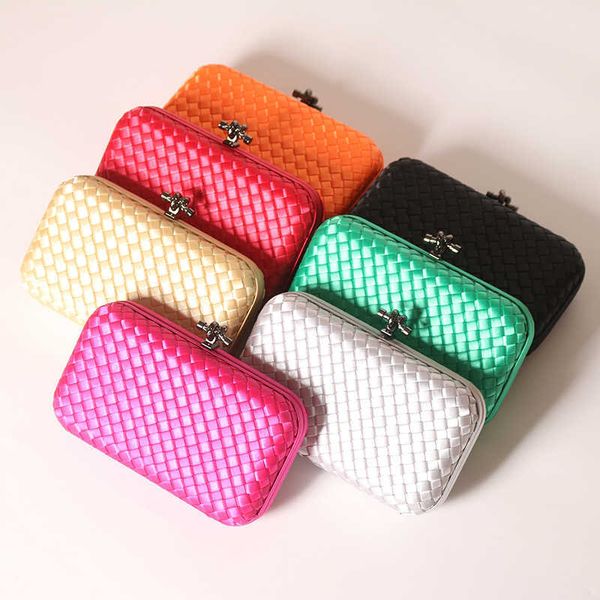 

ladiesbag2023 handheld bag new woven metal buckle crossbody dinner bag