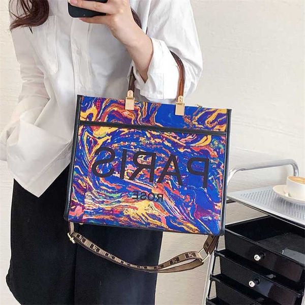 

designer bag 2023 handbag advanced sense tote new printed starry sky graffiti handbag large capacity trendy crossbody