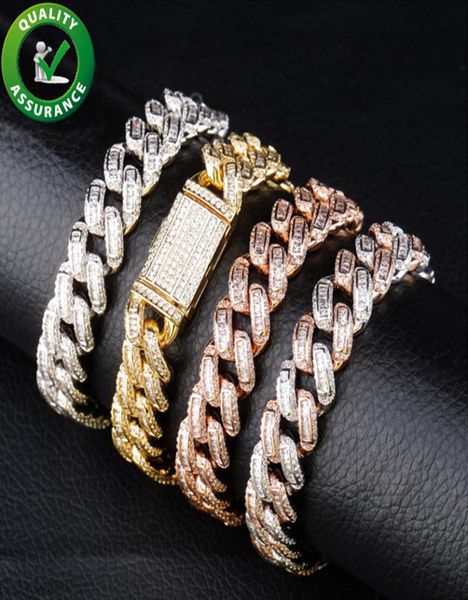 

hip hop mens jewelry bracelets iced out diamond tennis chains bracelet luxury designer bangle men cuban link chain rapper hiphop a2788286, Black