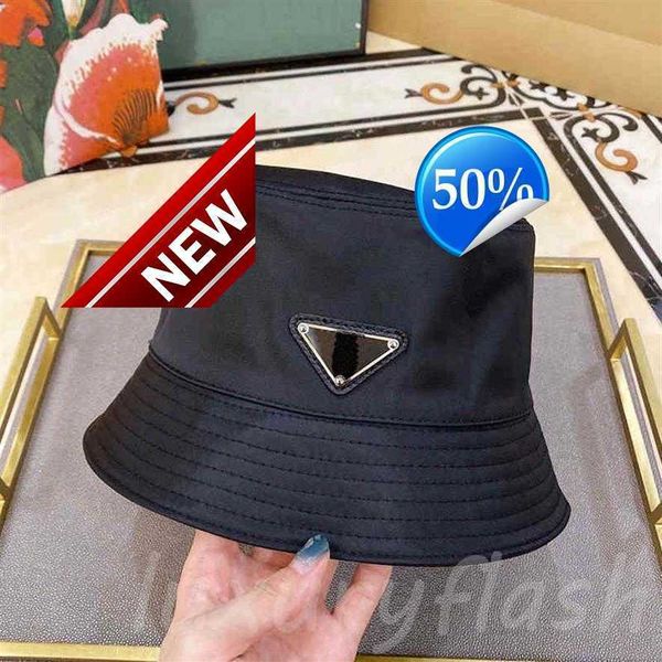 

1ucket Hat Casquette Designer Stars with The Same Casual Outing Flat-top Small Brimmed Hats Wild Triangle Standard Ins Ba259h83, Blue