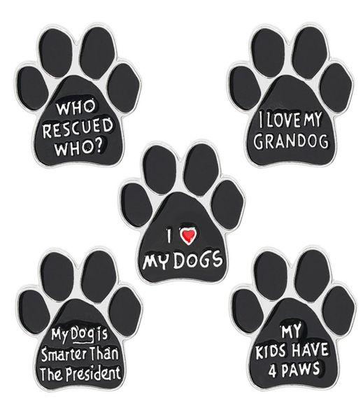 

i love my dogs paw brooch rescued puppy pet cartoon animal enamel pins backpack jackets metal lapel pin cute badge jewelry gift3721804, Gray